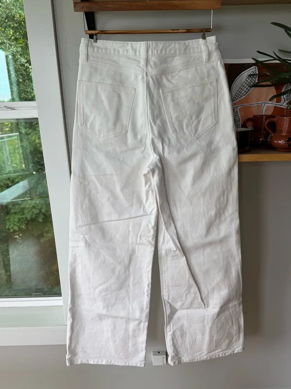 Sezane Wide Leg White Denim Jeans Size 40 or 8 - Image 10