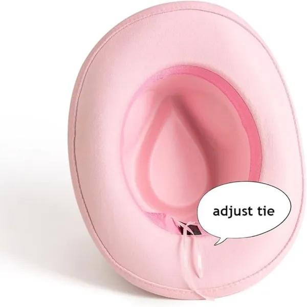 Light‎ Pink Western Cowboy Cowgirl Hat Felt Wide Brim Star Band Unisex Rodeo - Image 7