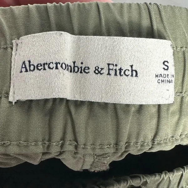 Abercrombie & Fitch Cargo Pants Olive Green Wide Leg Drawstring Waist Size Small - Image 8