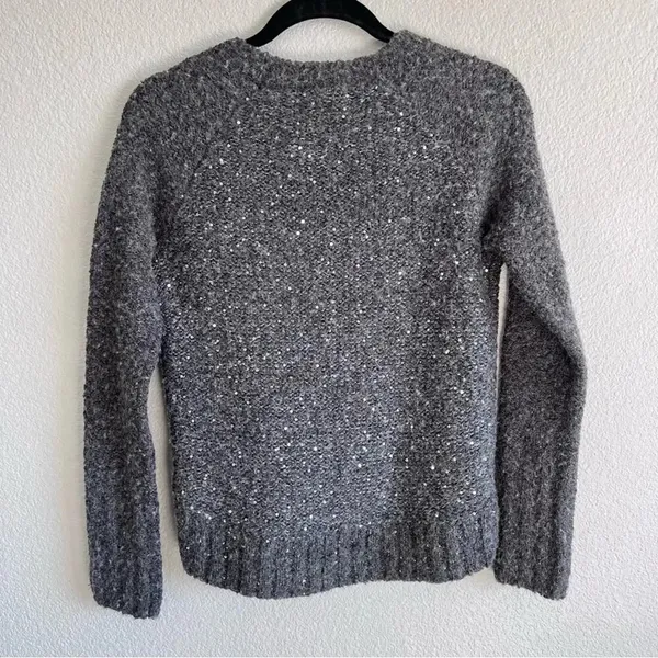 Abercrombie & Fitch Sequin‎ Wool Pullover Sweater Grey - Image 4