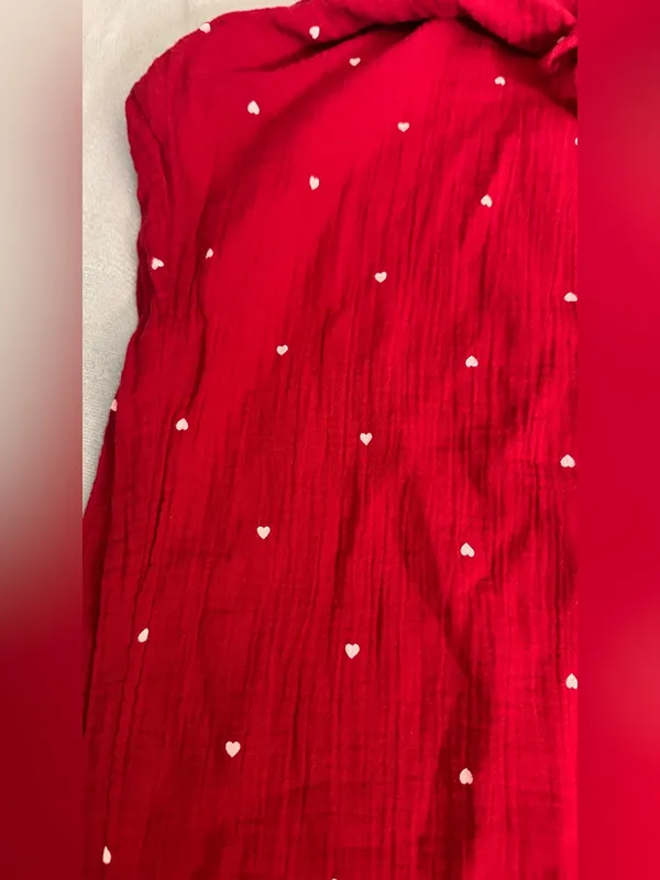H&M Red Track Pants with White Heart Dots XXL - Image 5