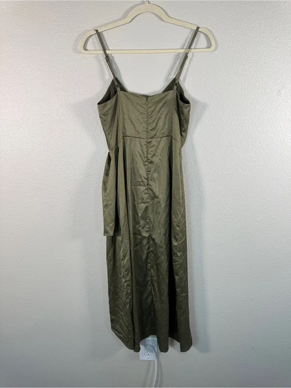 Lulus Green Ruffled Tiered Midi Dress Women S Casual Boho Girly Spaghetti Strap - Image 4