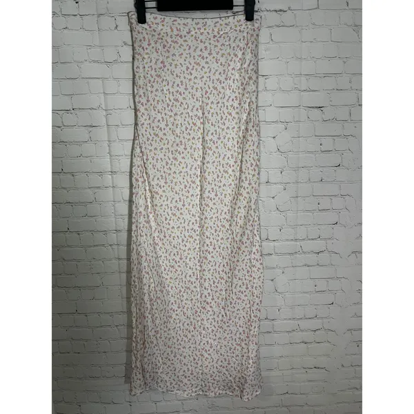 Charlie Holiday Floral Maxi‎ Skirt White Pink Yellow Ditsy Print Size 4 USA S - Image 3