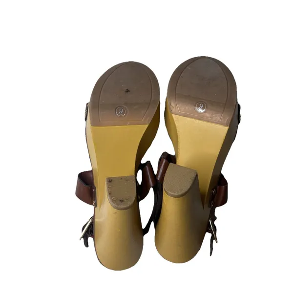 Mossimo Supply Co Strappy Block Heels Brown Shoes Open Toe Size 9 Womens - Image 5