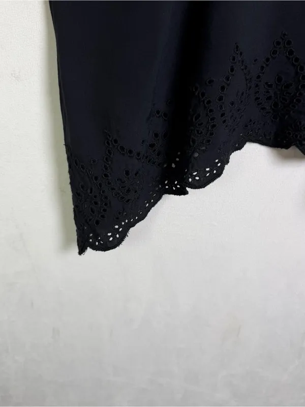Abercrombie & Fitch Women’s L Black Eyelet Cold Shoulder Blouse Y2K Boho Cottage - Image 8