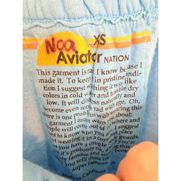 Aviator Nation Sweatpants Women XS Light Blue Rainbow Patch Jogger‎ Loungewear - Image 5