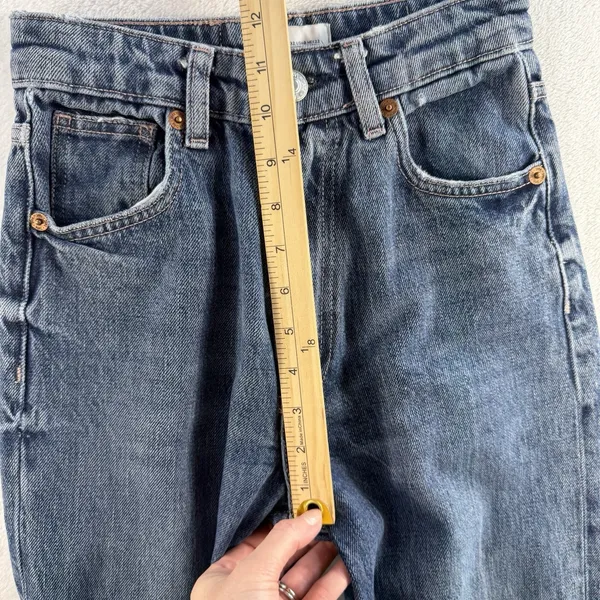 Zara‎ Sz 0 Jeans Wide Leg Raw Hem High Waisted Rise Light Wash Women's Baggy - Image 10