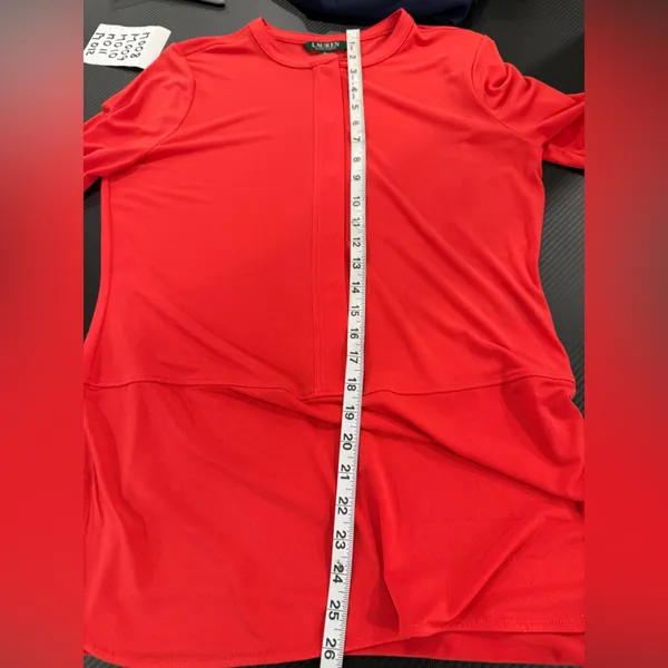 Ralph Lauren Red Long-Sleeve Shift Blouse - Image 5