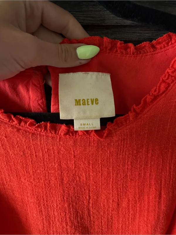 Maeve Red Ruffle Flutter Sleeve Top - Image 2