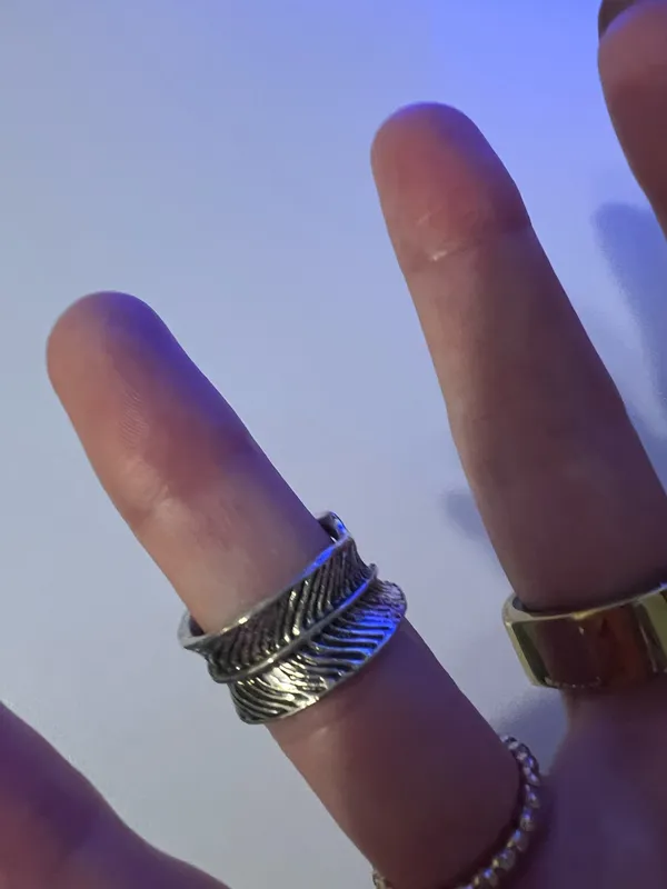 silver opal ring with feather design #boho #festival - Image 3