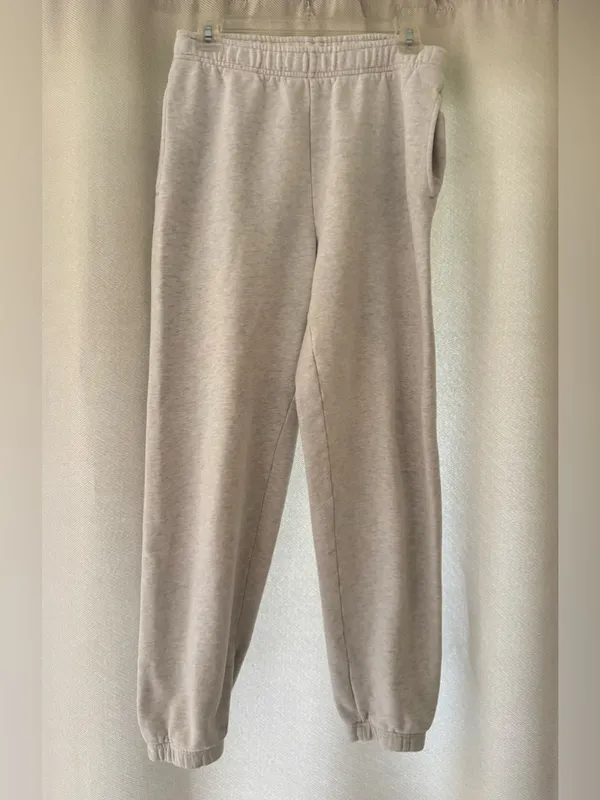 Aritzia TNA Cozy Fleece Boyfriend Jogger Sweatpants Gray Heather Size Small - Image 2