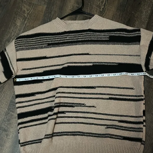 Simple by Suzanne Betro Women's Chunky Sweater‎ Oversized S/M Tan and Black - Image 6