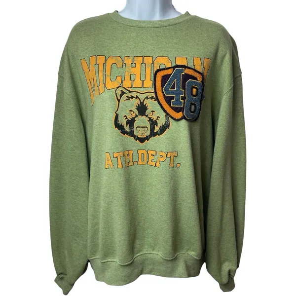 UO Michigan Varsity Patch Crew Neck Oversized Sweatshirt Collegiate Preppy M‎ - Image 2