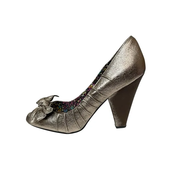 MADDEN‎ GIRL Silver Block High Heels with Open Toe & Bow Accent, Size 9.5 - Image 3