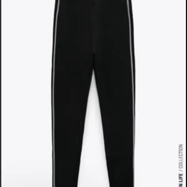 NWT ZARA Black High-Waisted Leggings with Rhinestone Side Stripe - Size XL - Image 3