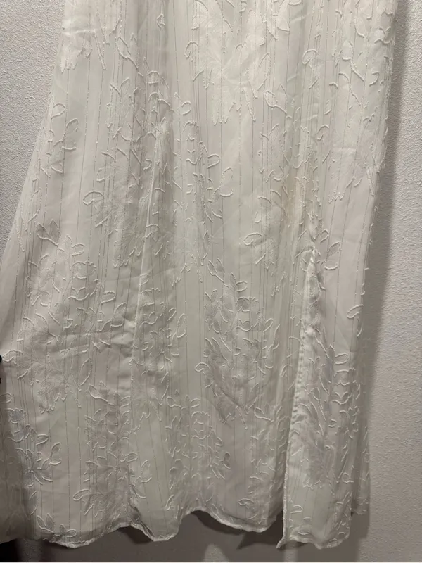 Lulus Loveliest Looks White Floral Jacquard Midi Dress L NWOT - Image 5