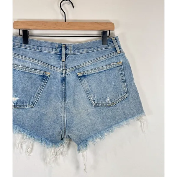 AGOLDE Womens Shorts Blue Denim Parker Vintage Cut Off Distressed Jean Size 28 - Image 9