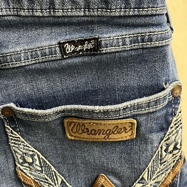 Wrangler Dark Wash Faded Bootcut 5-Pocket Jean w/ W Design on Back Pockets 13 - Image 8