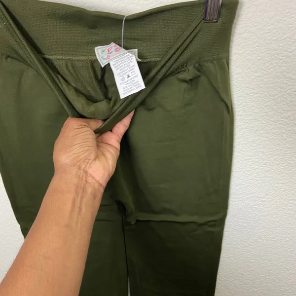 F&F Fleece Warmer High-Waist Olive Green Full Length Leggings - Image 6