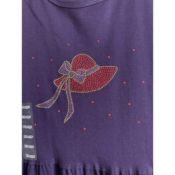 Vtg Cactus Bay By‎ Lynee Dress Women's XL Purple Red Hat Society Maxi USA NEW - Image 4