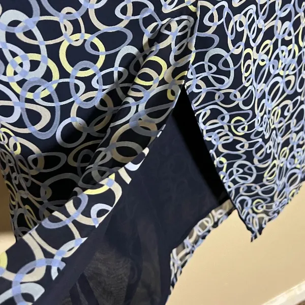 Vintage 90s Old Navy Collection Maxi‎ Skirt Navy Blue Ring Print Size 4 Spring - Image 4