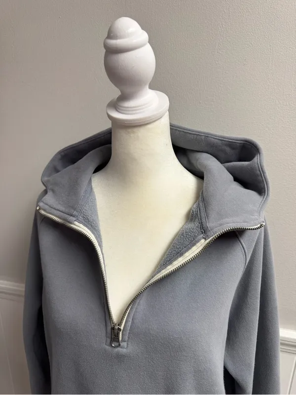 Vuori Restore Half 1/2 Zip Hoodie Fleece Sweatshirt Long Sleeve Gray Blue Medium - Image 6