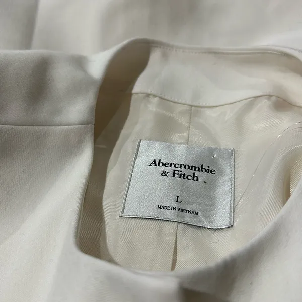 NWOT Abercrombie & Fitch Collarless Suiting Jacket Off White Ecru Large - Image 5