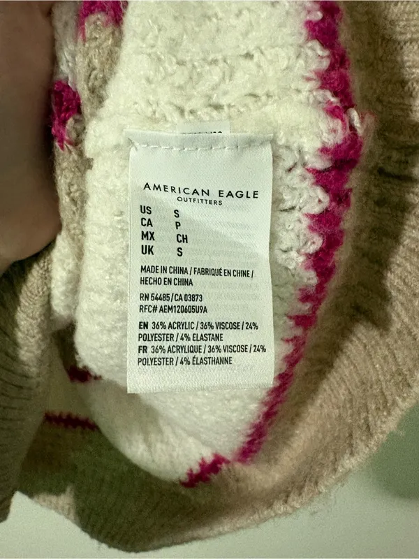 American Eagle Waffle Knit Striped Sweater | Size: Small - Image 4