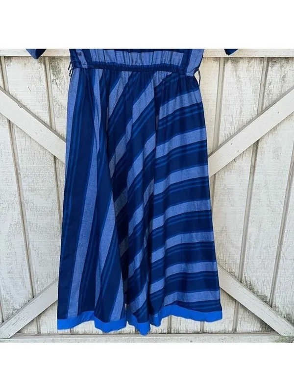 Vintage 70s 80s Short Sleeve Modest Dress Stripes cottagecore granny - Image 6