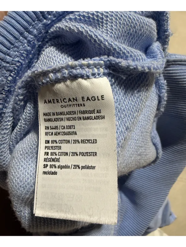 American Eagle Light Blue Women's Pullover Snap-Front Sweatshirt medium - Image 8