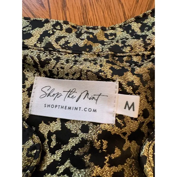 Shop The Mint‎ Gold Leopard Metallic Tiered Babydoll Mini Dress M MJD123-SLING - Image 4