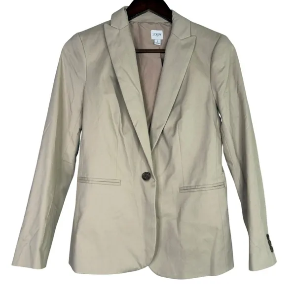 J. Crew Willa Long Sleeve Single Button Stretch Suit Coat Jacket Blazer 2 Beige - Image 11