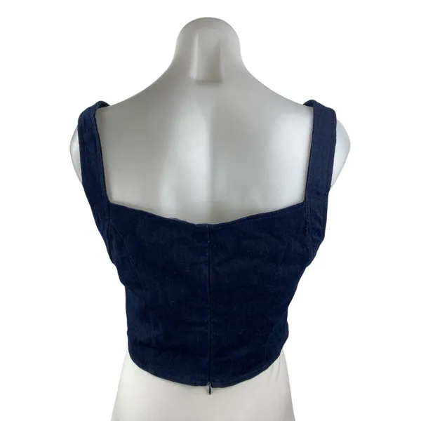 Motel Women's Navy Blue Lace Trim Sleeveless Corset Bustier Cami Tank Top Size M - Image 2