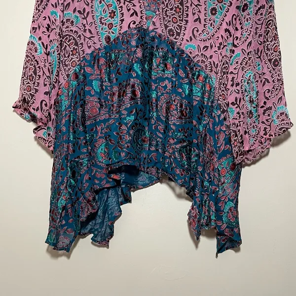 Anthropologie Valo Velvet Burnout Paisley Blouse - Image 3
