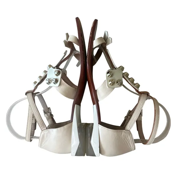 Tory Burch Aurora Studded Gladiator Sandals White‎ Leather Size 7 Rare - Image 8