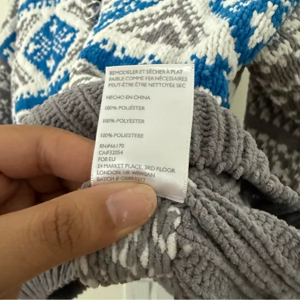 Urban Outfitters Blue and Gray Textured Scout Shrunken Zip-Up Sweater Size S - Image 9