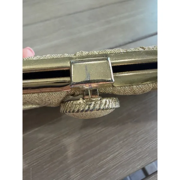 Vintage Gold Metallic‎ Evening Clutch Bag 1950-1960’s Formal Purse Cocktail Bag - Image 3