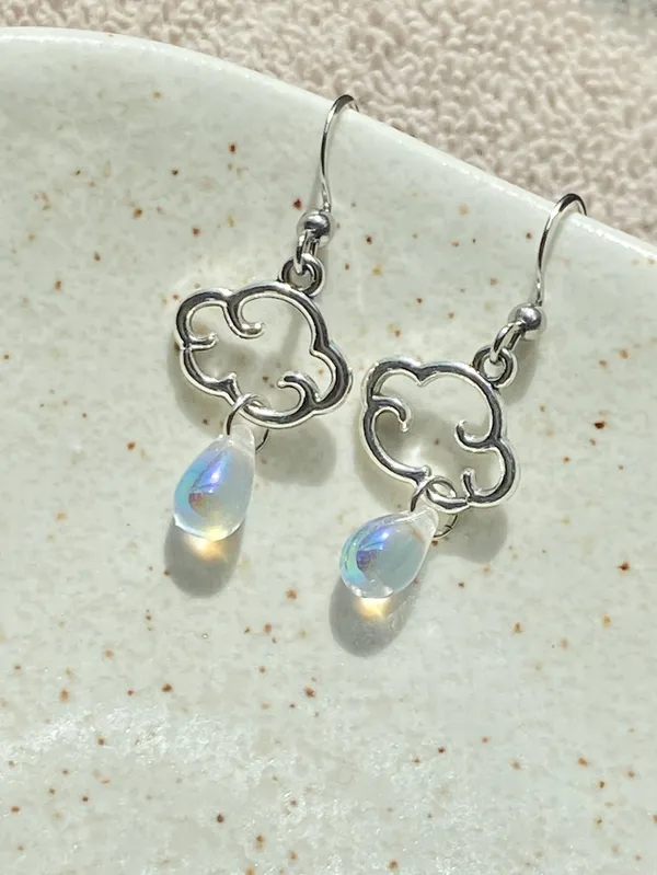 Handmade cute cloud teardrop dangle earrings ☁️💧 - Image 4
