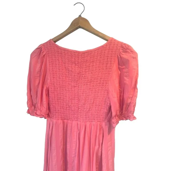 The Nines by HATCH Midi Dress Womens XS Pink Maternity Smocked Boho Cottage - Image 5