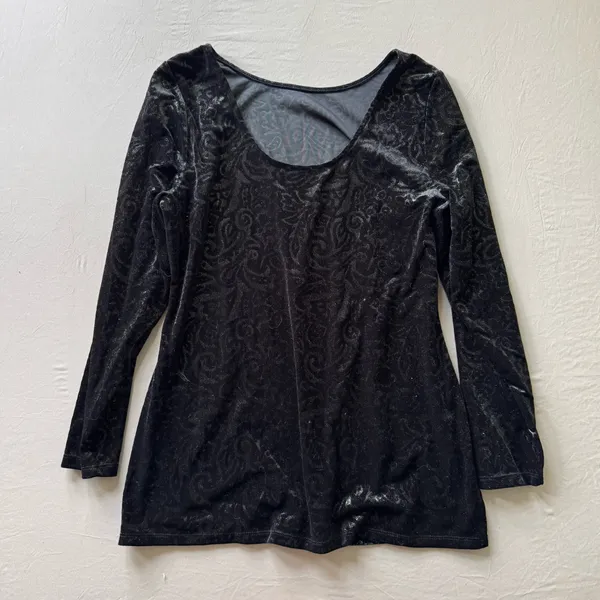 Vintage Y2K Cache velvet Paisley long sleeve Scoop Back Top - Image 2