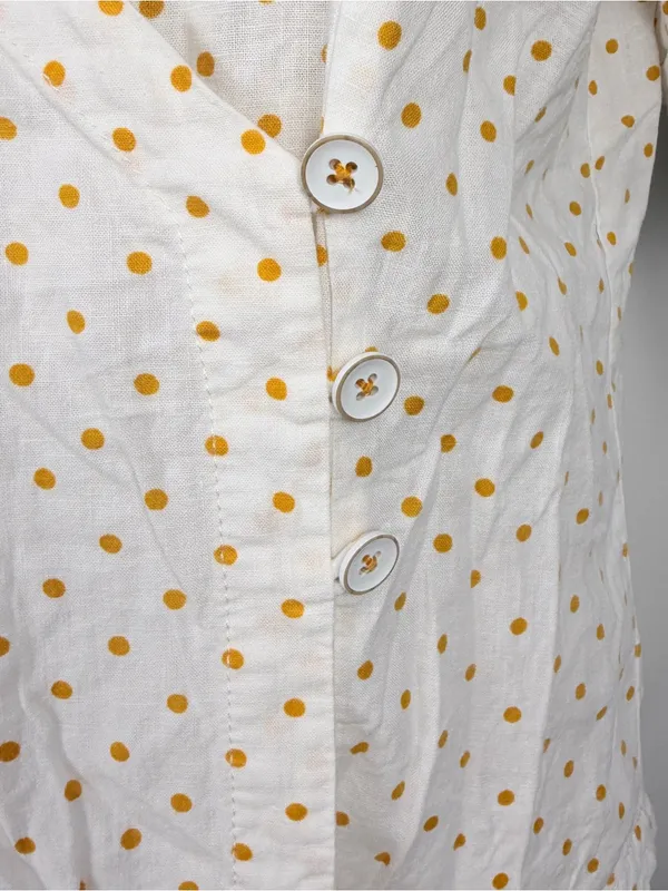 Maeve Anthropologie Louise Wrap Top Sz 14 Polka Dots Linen Blend Shirt - Image 7