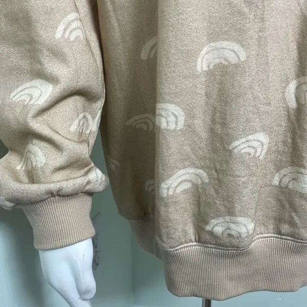 Anthropologie Daily Practice Creme Tan Rainbow Print Crew Pullover Sweatshirt XS - Image 6