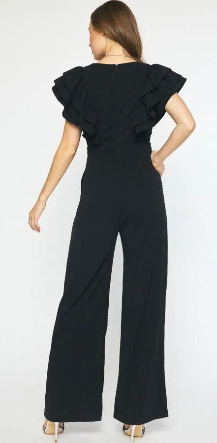 Entro Wide Leg Ruffle Sleeve Jumpsuit - Image 2