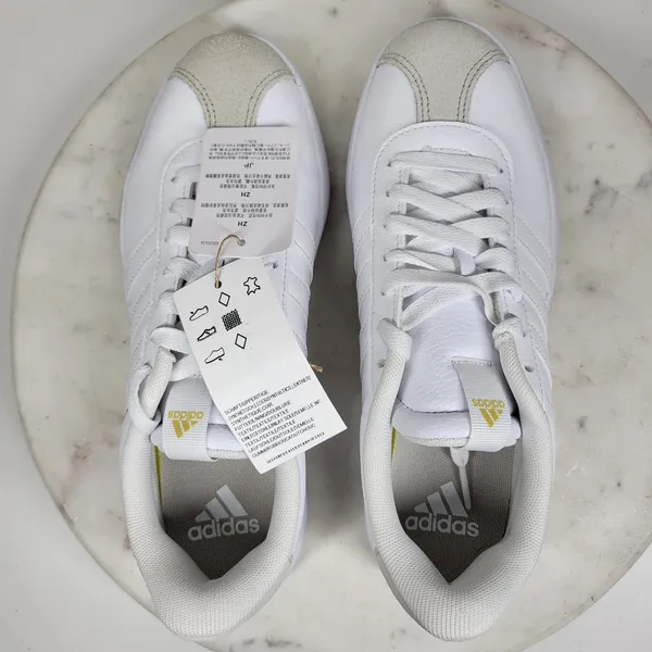 Adidas VL Court 3.0 Skate Sneakers Size 7 White Gold Leather Casual Everyday NEW - Image 9