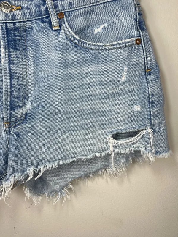 Agolde Parker Vintage Cut-Off Jean Shorts Swapmeet Light Wash Distressed Size 30 - Image 5