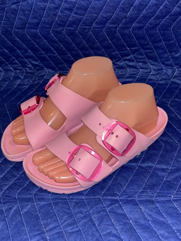 Birkenstock Arizona Eva Big Pink Translucent Buckles 2 Strap Sandals 7 - Image 3