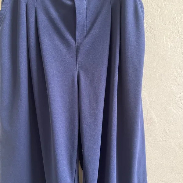 Halara Wide Leg Pants Womens XL Petite Navy Blue Pleated Office Wear Minimalist - Image 7