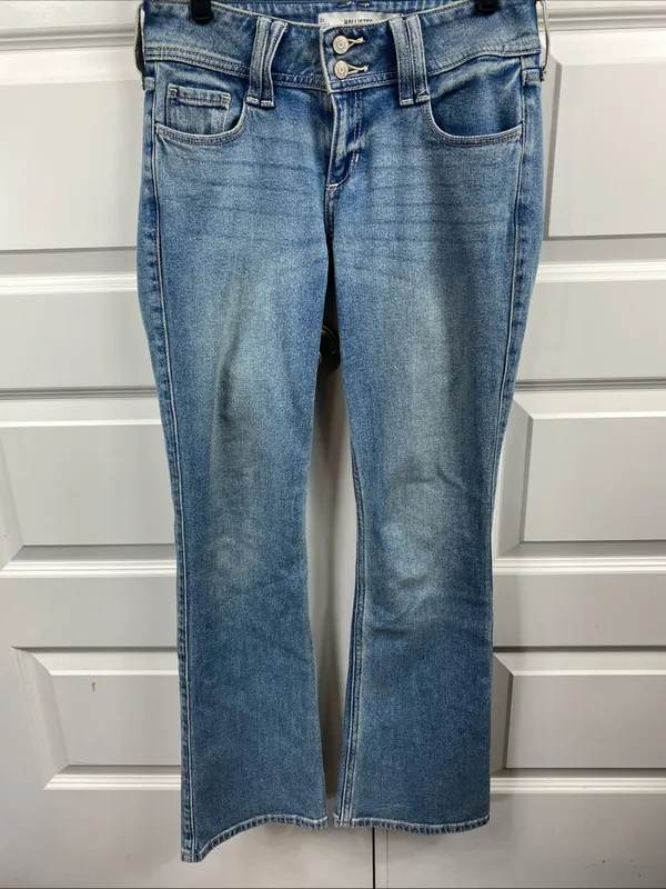 Hollister Low Rise Bootcut Jeans Light Denim Womens Flap Pocket Y2K Style 26 2R - Image 5