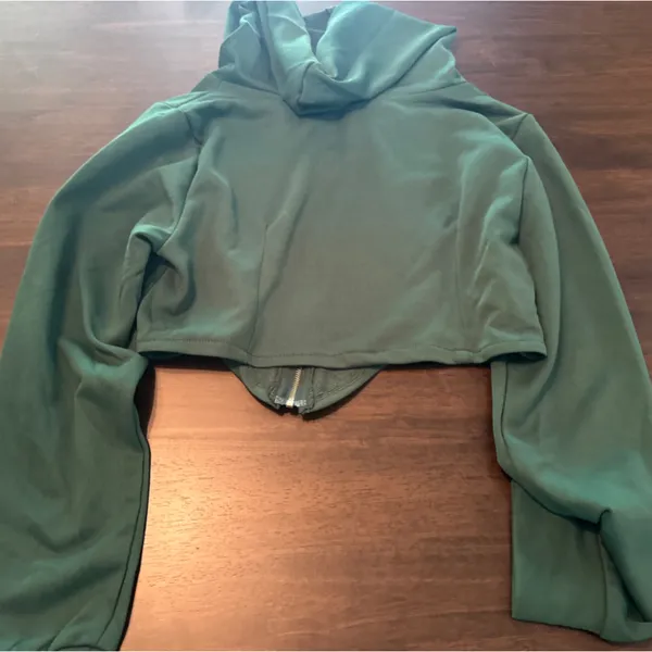 Source Unknown Womens Two Piece Outfits Tracksuit Green Size Small Sweatsuit Cropped Zip Up - Image 6