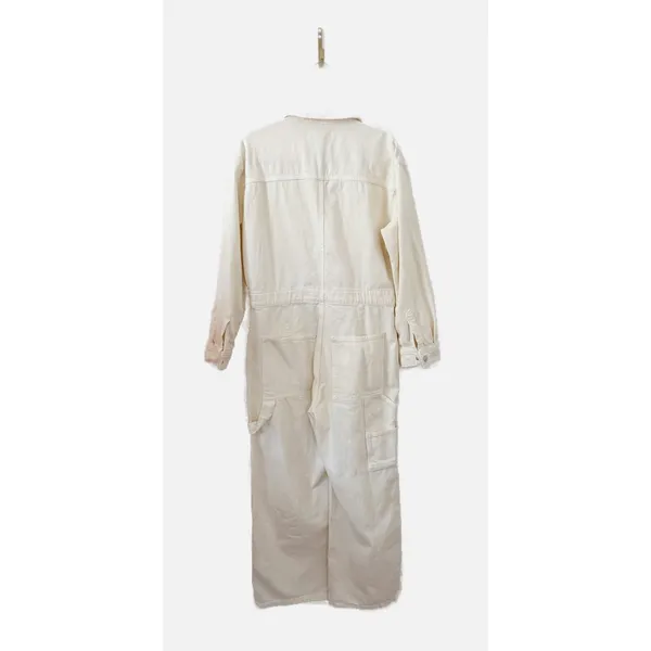 NWT Mango Buttons Denim Jumpsuit Cream White L - Image 3